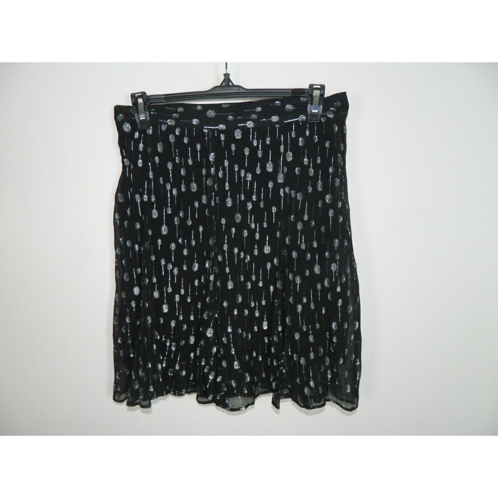 The Kooples Skirts Size 3 Medium Black Silver Metallic Polka Dot Side Zip